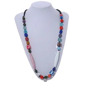 New Customization Multi Beads Handmade Resin Chunky Wholesale Bohemian Statement Resin Multicolor Ladies Necklace