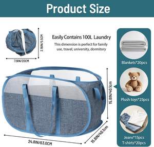 OEM Factory Multifunctional Foldable Collapsible Tear Proof <b>Pop</b> <b>up</b> <b>Laundry</b> <b>Basket</b> with Strong Dual Handles Made in Vietnam - Product Image 5