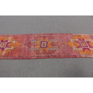 Turkish Vintage <b>Runner</b> Rug 2.8x10.5 ft, Herki <b>Red</b> Wool Rug - Product Image 3