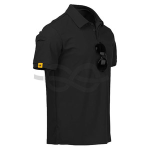 Camiseta de Golf Elástica Premium para Hombre, Tela de Lona Transpirable de Alta Calidad, Bordado Personalizado, Logotipo OEM, Diseño Sólido Gótico - Product Image 1