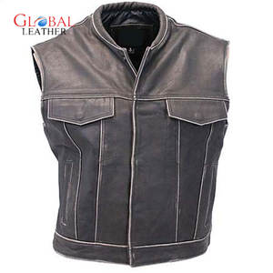 Vintage <b>Men's</b> <b>Jean</b> <b>Leather</b> Vest <b>for</b> Motorbike Waterproof Outerwear Button Windproof Casual <b>for</b> Spring OEM Service - Product Image 1
