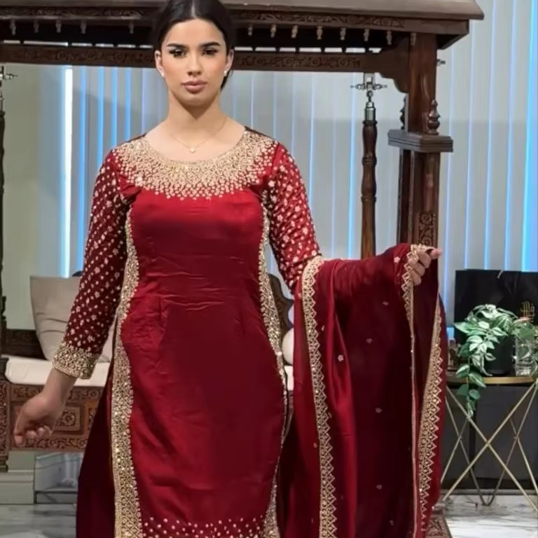 green emerald velvet dress Most Hit Heavy Embroidered Chiffon Wedding Dress with Jamawar Trouser –  Best Price Online in Pakistan main image 0