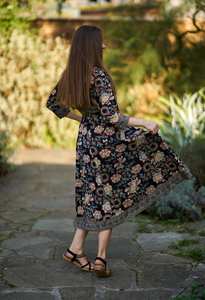 Robe Kanana, fabriquée à la main, en pur coton, bohème, décontractée, occasionnelle, noire, beige, bleue, mode éthique - Product Image 5