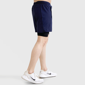 Best Men's Three-Quarter Fitness Shorts for Running Track Quick-Drying Anti-Slip Double-<b>Layer</b> Drawstring Closure Breathable - Product Image 4