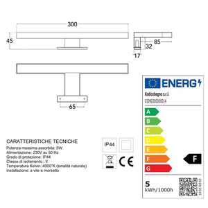 Lampe de miroir de salle de bain LED 30 cm - Product Image 4