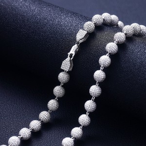 Collar de rapero de 22 pulgadas, 8mm, 14 quilates, oro blanco, VVS, Diamante cultivado en laboratorio, cadena de eslabones de cuentas heladas de lujo, venta al por mayor - Product Image 3