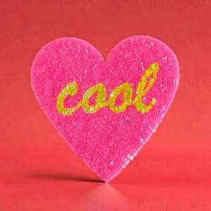Patch thermocollant cool en forme de cœur avec lettres et sequins pour vêtements - Product Image 2