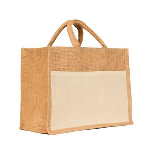 Bolsa de yute con logotipo personalizado y bolsillo frontal de algodón, bolsa de compras ecológica reutilizable, suministro directo de fábrica desde Vietnam - Product Image 6