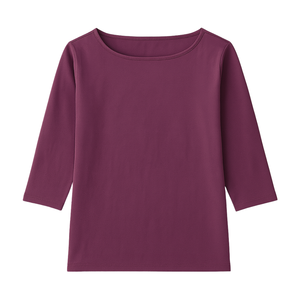 Camiseta de Manga 3/4 con Cuello Barco para Mujer, 100% Algodón Orgánico de Lujo, Ecológica, Personalizable, Preencogida, Certificada por GOTS, Premium - Product Image 1