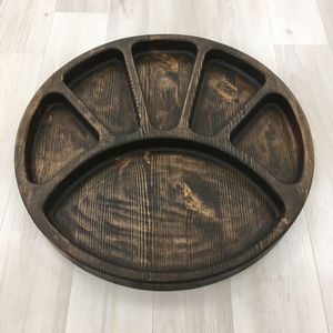 Plato redondo dividido de madera de acacia con 3 secciones, plato de alimentación ecológico para niños pequeños, plato de madera natural para aperitivos, plato de comida - Product Image 5