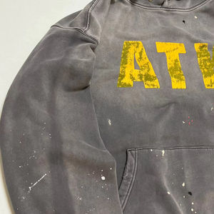 Streetwear Custom Distressed <b>Thermal</b> Acid Wash Sweatshirts No String 100% Cotton <b>Man</b> <b>Hoodi</b> Oversized Baggy <b>Men's</b> <b>Hoodies</b> - Product Image 5