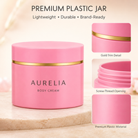 Luxuriöser 250ml 8oz Rosa Kosmetiktiegel mit Goldring, Individuelles Logo OEM, Leere Plastik-Körperbutter-Cremetiegel, Hautpflege-Verpackung