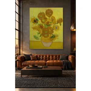 Impression sur toile Fida Van Gogh Tournesols dans un vase sur fond jaune - Product Image 3