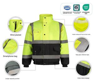 Ropa de trabajo de manga larga para construcción, chaqueta de seguridad reflectante de alta visibilidad, forro polar impermeable de invierno Unisex para ropa - Product Image 3