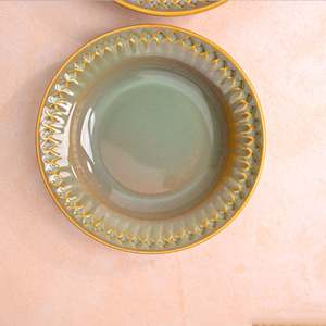 Modern Chic Embossed <b>Ceramic</b> Pasta <b>Plates</b> Set 4 7.5 Inch Durable Dinner <b>Plates</b> for Parties Customizable Available Sets 4 Hotels - Product Image 3