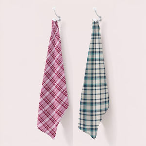 Serviettes de cuisine classiques en coton torchons super absorbants pour un usage quotidien rayé et à carreaux - Product Image 1