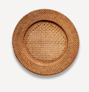 Assiette de chargeur en rotin naturel 100% assiettes en matériau naturel vaisselle assiette de chargeur en rotin écologique - Product Image 3