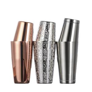 เชคเกอร์ค็อกเทลบอสตันสแตนเลสเกรดพรีเมียม ขายส่งลายโรสโกลด์และสีเงิน สำหรับบาร์เทนเดอร์ บาร์ และร้านอาหาร - Product Image 1