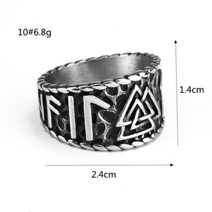 yunnique Bague Rétro Viking Triangle Rune pour Homme en Acier Titane, Anneaux de Mode en Acier Inoxydable Antirouille, Vente en Gros - Product Image 5