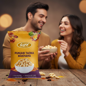 GLEE Makhana (Noix de renard) rôti, saveur Punjabi Tadka épicée, faible en gras, texture semi-molle |   Collation riche en protéines sans gluten | - Product Image 2