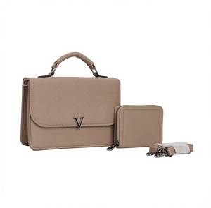 Set di Borsa a Mano e Borsa a Tracolla con Portafoglio Abbinato in Pelle PU, Chiusura Magnetica, Design Texturizzato con Logo V - Product Image 5