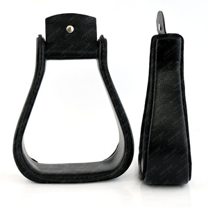 Venta al por mayor comodidad con estribos de campana de cuero atados a mano obtener un agarre seguro cosido a mano forma de campana equitación - Product Image 1