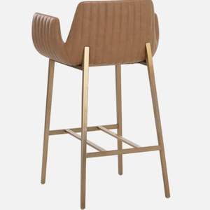 Silla de Bar Beige contemporánea, muebles de comedor para el hogar de cuero sintético Rom para ajustes del hogar y asientos de Bar - Product Image 6