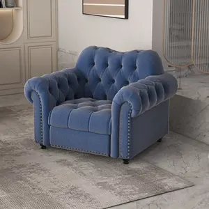 Sillas de estilo americano de 1 plaza, entrega rápida, juego de sofás para muebles, OEM, ODM, según solicitud, sofá, color azul de la fábrica de Vietnam