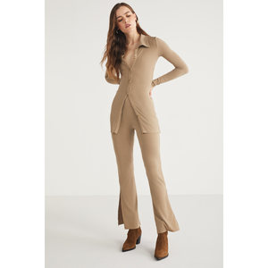 Pantalones de Mujer ETHIQUET Suelana, Corte Ajustado/Estrecho, Corte Recto, Detalle de Abertura Lateral, Cintura Elástica - Product Image 1