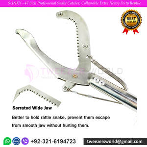 ไม้จับงูแบบมืออาชีพขนาด 47 นิ้ว, ไม้คีบสัตว์เลื้อยคลานแบบพับได้ แข็งแรงพิเศษ อุปกรณ์ทางการแพทย์จากปากีสถาน - Product Image 4