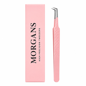 Pinzas de Precisión para Pestañas Morgans MI-ET-0001 de 10 mm, Duraderas y con Agarre Perfecto, de Acero Inoxidable Rosa con Punta Suave, en Caja - Product Image 1