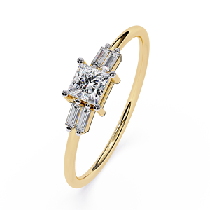 Bijou fin en or 18 carats avec diamant naturel taille princesse et baguette, certifié IGI, design élégant pour femme, idéal pour un cadeau de mariage - Product Image 2