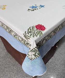 Nappe faite à la main en coton 100% imprimé fleuri bloc fait à la main imprimé patrimoine traditionnel couverture rectangulaire couverture de conception artisanale - Product Image 4