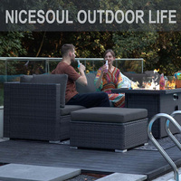 Meubles de jardin, patio personnalisé de haute qualité, résistant aux intempéries, noir, ensemble de canapés d'extérieur avec foyer