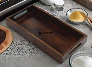 Plateau de service moderne en bois durable, artisanal, mobile, multi-tailles, personnalisable, pour la maison, la cuisine, la salle à manger, les hôtels - Product Image 3