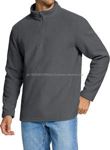 Sudadera informal con cremallera de cuarto de talla XL para hombre, jerséis de manga larga con cuello simulado, jerséis bordados básicos de Color sólido, diseño forrado - Product Image 2