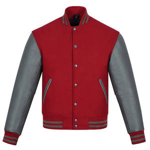 Chaquetas con mangas de cuero de talla grande para hombre, venta al por mayor, chaqueta con letras lisas con logotipo personalizado en blanco para hombre - Product Image 1