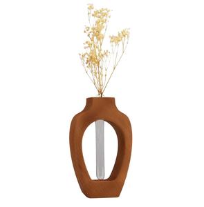 Vase de table de 8 pouces, teinte brune naturelle, en bois de manguier, forme de bouteille, pour fleurs, design fin - Product Image 2