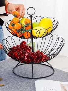 ตะกร้าผลไม้ลวดโลหะทันสมัยสำหรับวางบนเคาน์เตอร์ครัว - ชามผลไม้ทรงกลมตกแต่งสำหรับใส่ขนมปัง ผัก และของว่าง - Product Image 3