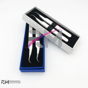 RMI Top Vente En Acier Inoxydable Diamant Grip Pince À Épiler Professionnel Extension De Cils Pince À Épiler Ensemble 5Pcs Miroir Poli Beauté - Product Image 2