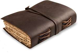 Carnet de croquis vintage fait main en cuir pleine fleur A5 avec logo personnalisé, couverture rigide en coton, fermeture à sangle, cadeau haut de gamme - Product Image 3