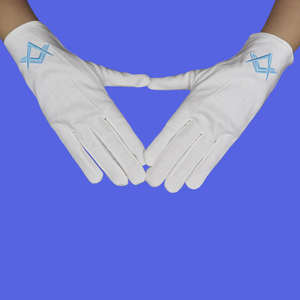 Gants maçonniques fabriqués en usine 100% coton pur de haute qualité à un prix abordable, toutes les tailles fabriquez votre propre logo gants maçonniques - Product Image 5