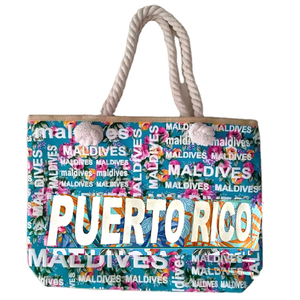 Bolso de mano de lona con logotipo personalizado diario para mujer con cremallera grande de recuerdo de Puerto Rico - Product Image 2