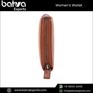 Portefeuille en cuir de vachette véritable de haute qualité pour femmes longue fermeture à glissière RFID bloquant Vintage Nylon Style Polyester - Product Image 6