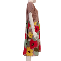 Vestido de Mujer con Estampado Floral, Cintura Natural, Cuello Redondo Vintage con Botones, Manga Corta, Largo hasta la Rodilla, Lavable y Transpirable de Chrysanta
