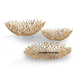 Plateau décoratif de table en métal avec double poignée latérale de forme ronde en marbre pour les collations et les plateaux de service de thé - Product Image 3