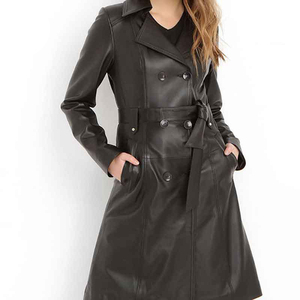 OEM/ODM Elegante ropa informal de color sólido de las mujeres de cuero genuino chaqueta de la motocicleta con forro de satén de la mejor calidad - Product Image 5