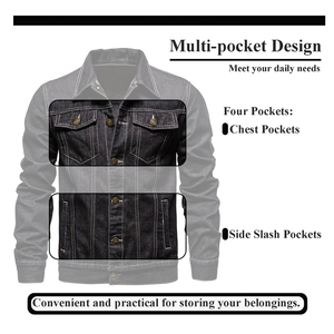 Veste vintage pour homme en coton 100% de haute qualité, impression personnalisée, broderie de logo, streetwear, veste vintage personnalisée pour homme - Product Image 3
