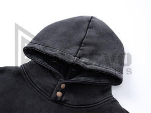 Sudadera con capucha de gran tamaño lavada con ácido para hombre, ropa de calle desgastada de algodón pesado, estilo con detalle de diamantes de imitación, sudadera con capucha para hombre - Product Image 5