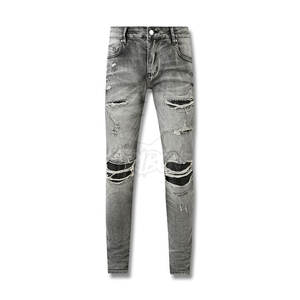 Pantalones vaqueros rasgados ligeros para hombre al por mayor patrón sólido ropa de invierno al aire libre transpirable y lavable - Product Image 1